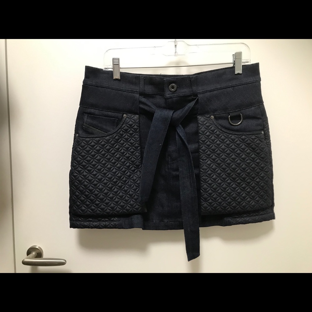 Diesel Black Gold denim skirt with flap detail